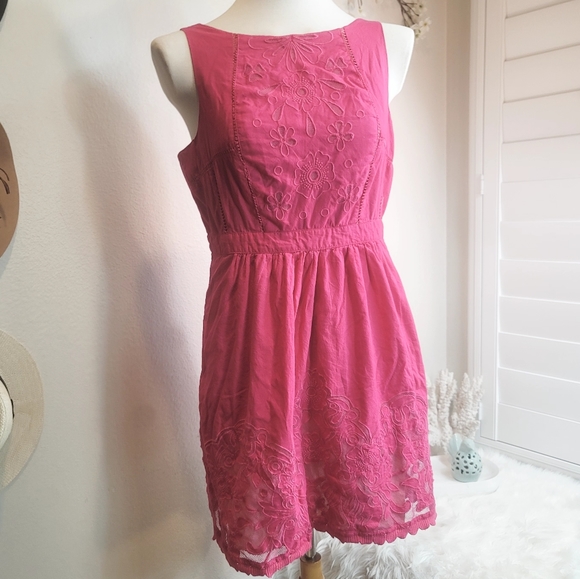 ANTHROPOLOGIE MOULINETTE SOEURS RHODODENDRON FUSCHIA LACE WOMEN'S DRESS SIZE 12 - Picture 4 of 16